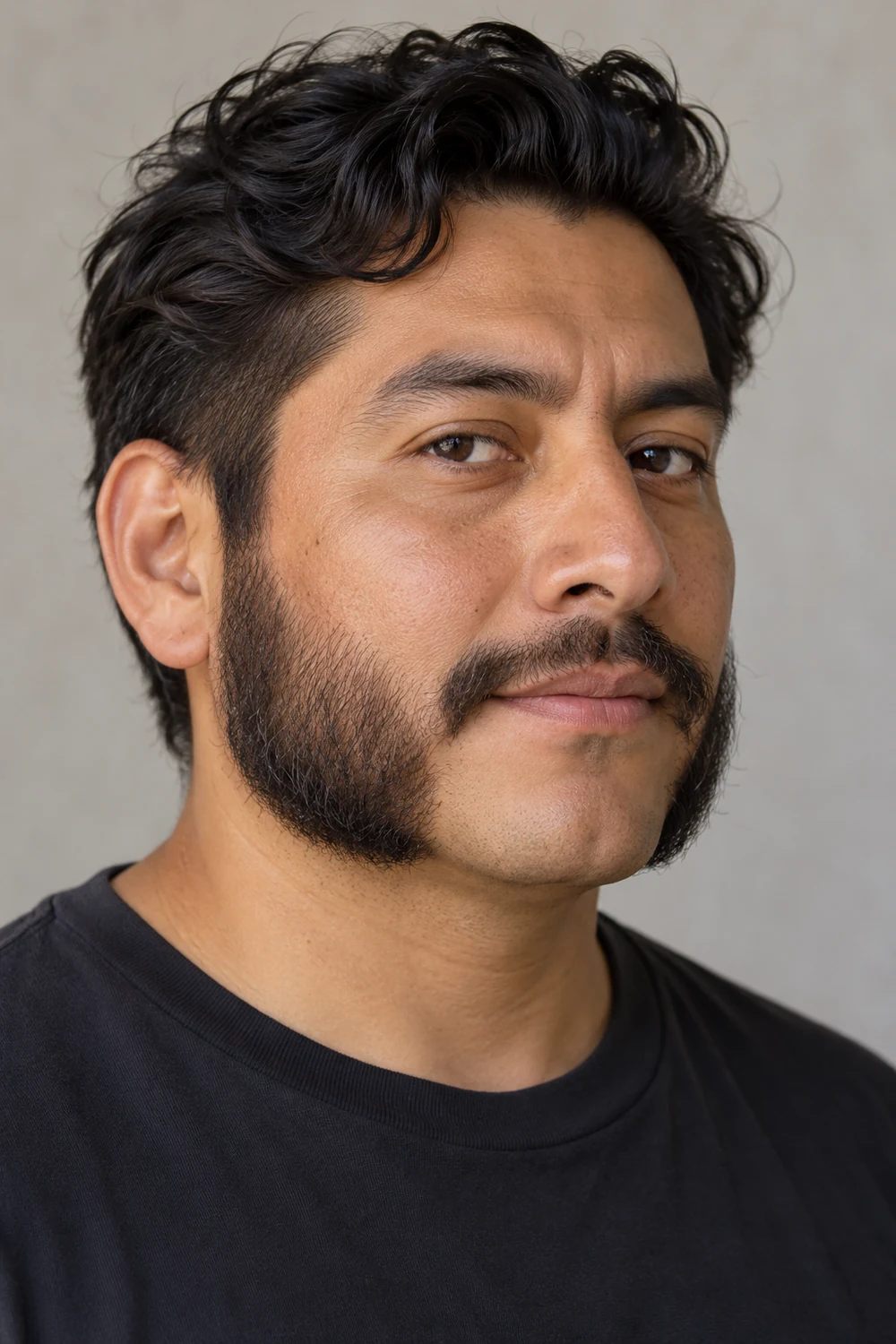 Three-quarter portrait of a man with low, softly edged mutton chops, a clean chin, and a separate narrow mustache.