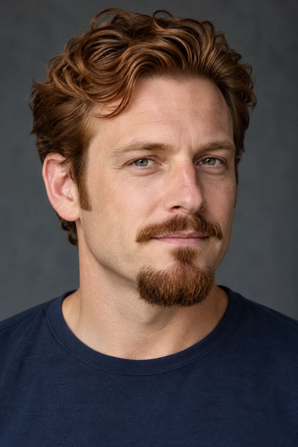 Three-quarter portrait of an adult man with wavy auburn hair, a broad short chin beard, narrow disconnected mustache, and clean-shaven cheeks.